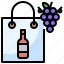 bag, bottle, present, wine 