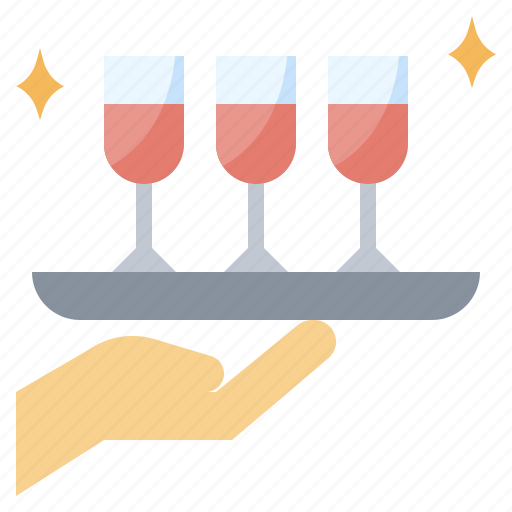 Glass, hand, tray, waiter, wine icon - Download on Iconfinder