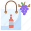 bag, bottle, present, wine 