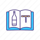 bottle, beverage, corkscrew, book