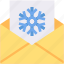 communication, email, invitation, mail, message, snowflake 