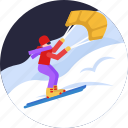 snow, sport, board, parachute, sports, winter