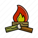 bonfire, camping, fire, light, outdoor, flame icon