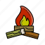 bonfire, camping, fire, light, outdoor, flame icon 