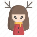 christmas, winter, deer, avatar, girl, women 
