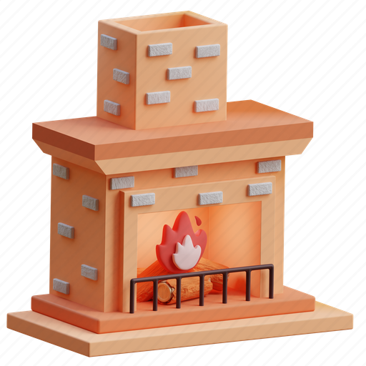 Fireplace, fire, home, warmth, cozy 3D illustration - Download on Iconfinder