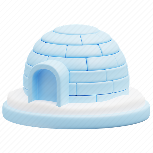 Igloo, dome, traditional, winter, xmas, snow, house 3D illustration - Download on Iconfinder