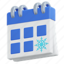 winter, calendar, illustration, holiday, schedule, event, date 