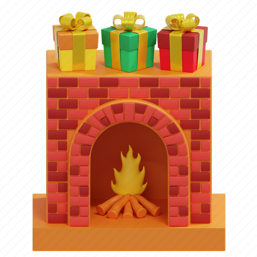 House, fireplace, winter, illustration, building, estate, fire 3D illustration - Download on Iconfinder