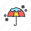 - umbrella with snow, protection, rain, weather, beach, summer, sun, safety 