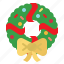 christmas, decoration, element, garland, holly, wreath 