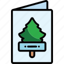 card, christmas, greeting, letter, postcard, tree icon icon