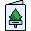card, christmas, greeting, letter, postcard, tree icon icon 