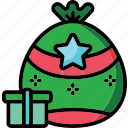 christmas, bag, gift, santa icon, holiday, decoration icon 