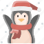 cartoon, christmas, fun, happy, penguin, snow, winter 