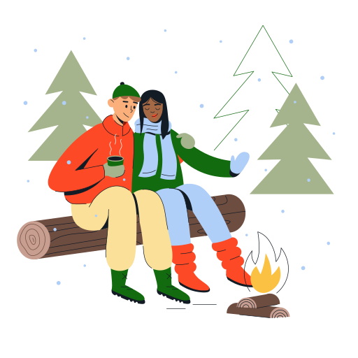 Couple, camping, winter, couple goals, bonfire, christmas, fireplace illustration - Free download