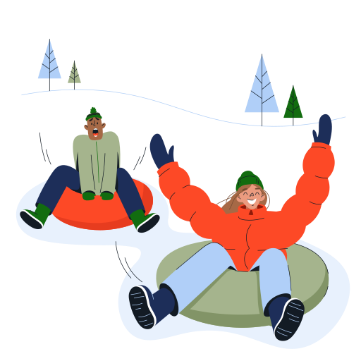 Snow, tubing, snow tubing, winter, christmas, winter holidays, fun illustration - Free download