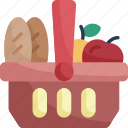 food basket, market, food, picnic basket, basket, full, camping