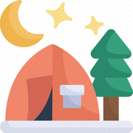 Night, tent, holidays, snow, moon, travel, camping icon - Download on Iconfinder
