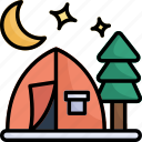 moon, stars, snow, holidays, camping, tent, night
