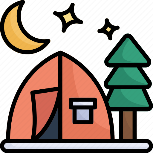 Moon, stars, snow, holidays, camping, tent, night icon - Download on Iconfinder