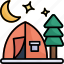 moon, stars, snow, holidays, camping, tent, night 