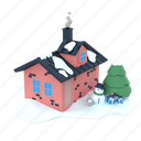 winter, house, snowman, pine tree, gift box, snow ball, nature, holiday, outdoor 