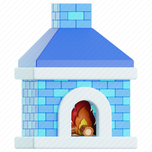 Fireplace, fire, flame, christmas, warm, furniture, xmas 3D illustration - Download on Iconfinder