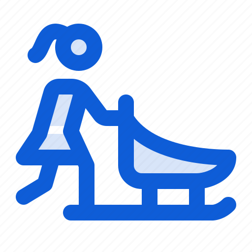 Sled, sledding, winter, sport, sledge, woman icon - Download on Iconfinder