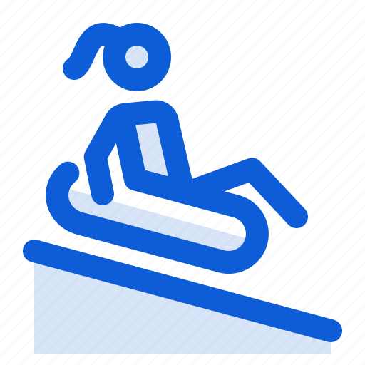 Snow, tubing, winter, sledge, slope, sport, woman icon - Download on Iconfinder