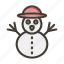snowman, winter, snow, holiday, man 