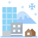 buildings, city, town, urban, winter