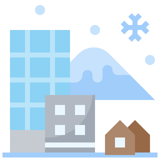 Buildings, city, town, urban, winter icon - Free download