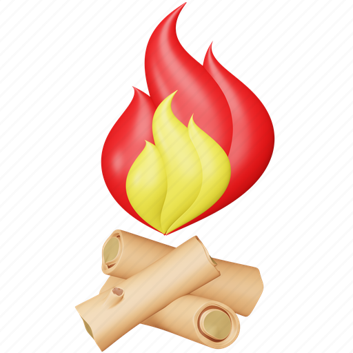 Bonfire, winter, holiday, wood, camping, flame, burn 3D illustration - Download on Iconfinder