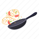 wok, cooking, pan, restaurant