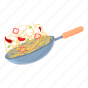 wok, food, tomato