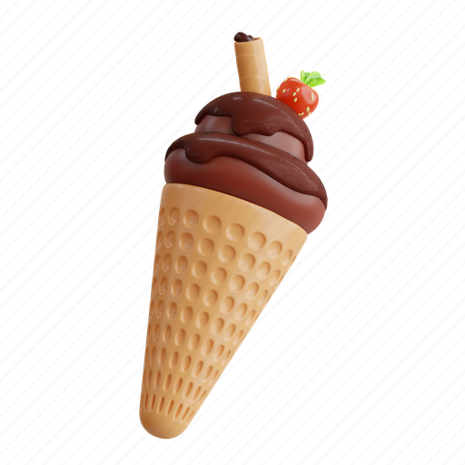 Ice, cream, dessert, summer, sweet, chocolate, vanilla 3D illustration - Download on Iconfinder