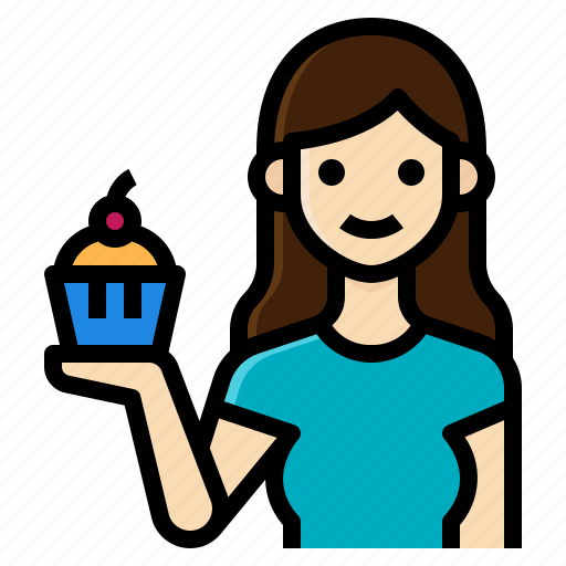 Activity, baker, baking, cupcake, dessert, lifestyle, woman icon - Download on Iconfinder