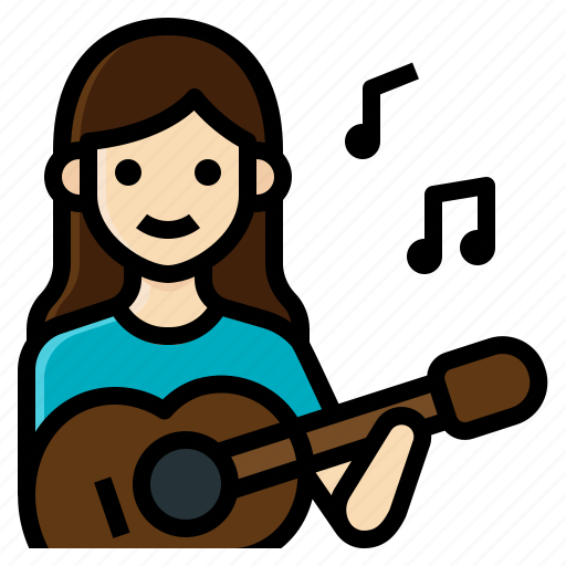 Activity, guitar, instrument, lifestyle, music, sound, woman icon - Download on Iconfinder