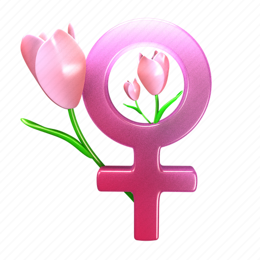 Female, sign, flower, women day 3D illustration - Download on Iconfinder