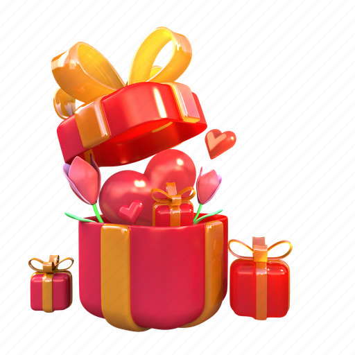 Giftbox, celebrations, gift, womenday, heat, romance 3D illustration - Download on Iconfinder