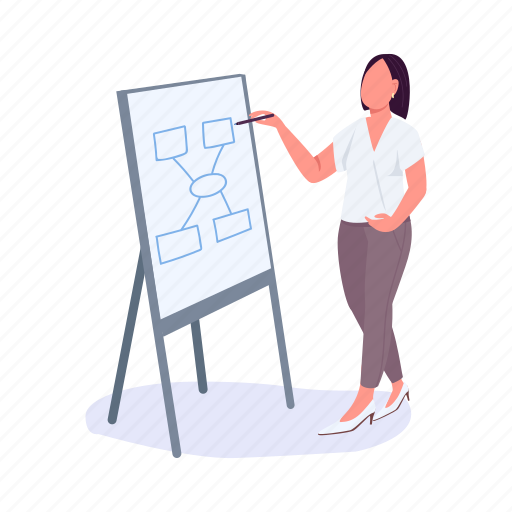 Businesswoman, conference, speaker, plan, marketing strategy illustration - Download on Iconfinder