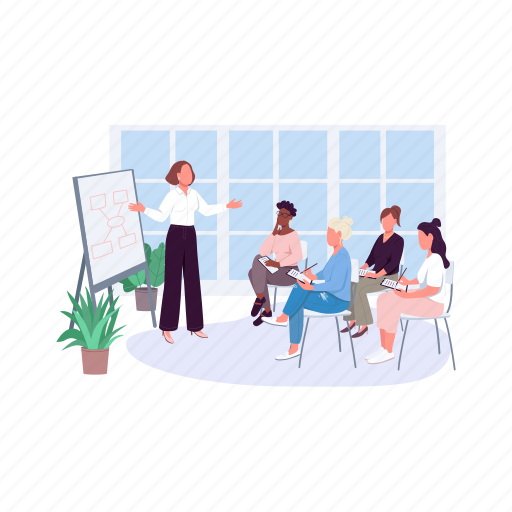 Meeting, leadership, business lady, coaching, businesswoman illustration - Download on Iconfinder