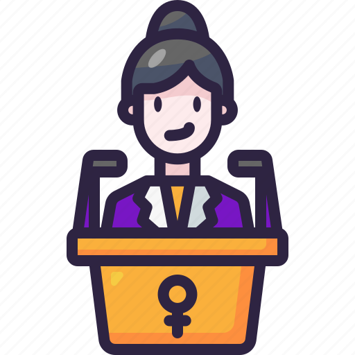 Woman, conference, speech, womens, podium, empowerment, feminism icon - Download on Iconfinder