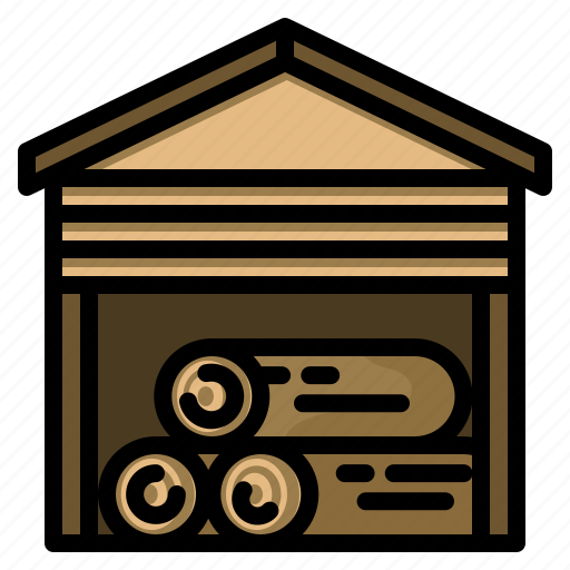 Wood, log, storage, lumbermill, timber, woodshed, firewood icon - Download on Iconfinder