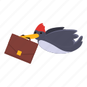 woodpecker, briefcase, bird, walking
