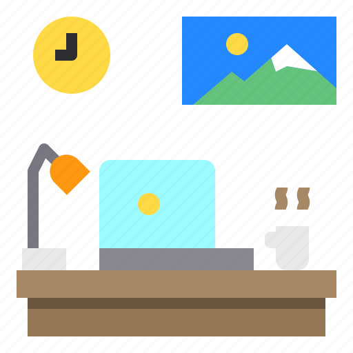 Clock, desk, desklamp, laptop icon - Download on Iconfinder