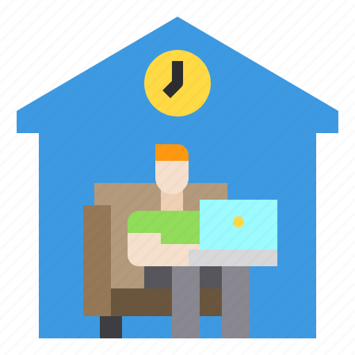 At, clock, home, man, work, working icon - Download on Iconfinder
