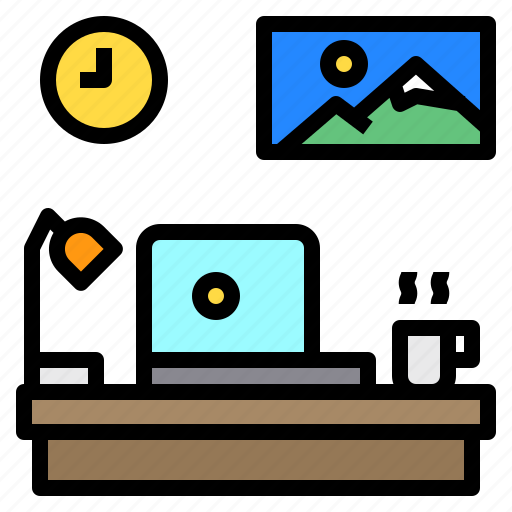 Clock, desk, desklamp, laptop icon - Download on Iconfinder