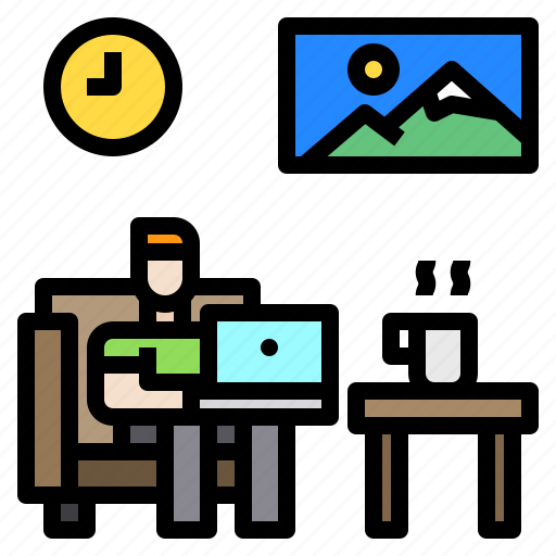 Clock, coffee, desk, man, working icon - Download on Iconfinder
